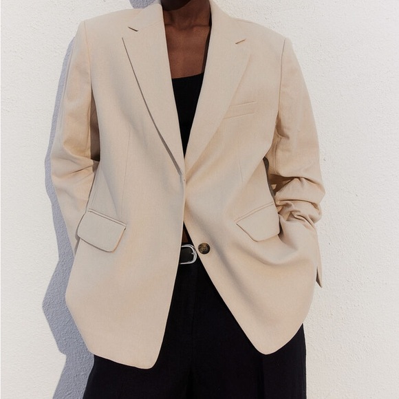 H&M Jackets & Blazers - H&M Beige Oversized Blazer/Suit Jacket